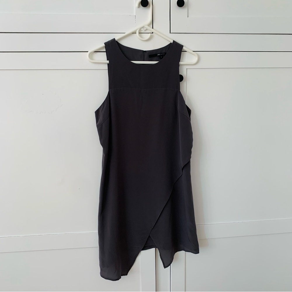 Jaygodfrey Gray Silk Asymetrical Dress Size 8